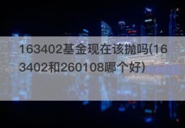 163402基金现在该抛吗(163402和260108哪个好)