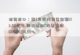 招商蛇口：前3月签约销售金额313.08亿元 同比增加[股票查询600210]18.09%