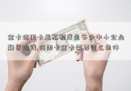 金卡信用卡最高额度是多少中小企业融资难钱,信用卡金卡需要什么条件