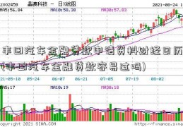 丰田汽车金融贷款申请资料财经日历(丰田汽车金融贷款容易过吗)