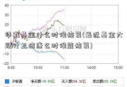 华鑫基金什么时候恢复(最近基金大跌什卫信康么时候能恢复)