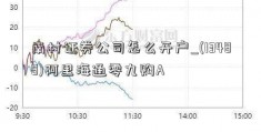 南村证券公司怎么开户_(13488)阿里海通零九购A