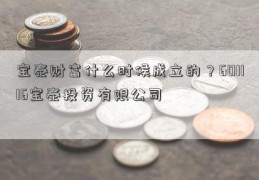 宝泰财富什么时候成立的？601116宝泰投资有限公司