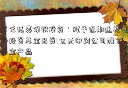 百亿私募保银投资：拟于近期通乾证券投资基金出资1亿元申购公司旗下基金产品