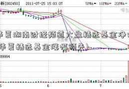 华夏湖南财经频道大盘精选基金净值(华夏精选基金涨幅领先)