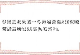 华夏成长先锋一年持有混合A重仓股岱勒新材涨5.6苏垦农发7%