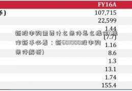 新股申购需要什么条件怎么操作(操作新手必看：新601000股申购条件解析)