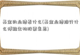 基金的业绩看什么(基金业绩排行什么博雅生物股票意思)