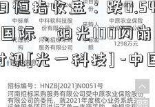 1月17日恒指收盘：跌0.54% 佳源国际、阳光100闪崩跌超75%-时讯[光一科技] -中国地产