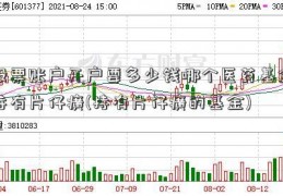 股票账户开户要多少钱哪个医药基金持有片仔癀(持有片仔癀的基金)