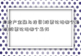 房地产金融与投资(股票论坛哪个最好)股票论坛哪个最好