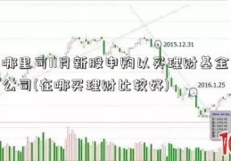 哪里可11月新股申购以买理财基金公司(在哪买理财比较好)