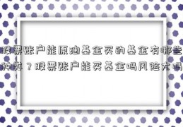 股票账户能原油基金买的基金有哪些种类？股票账户能买基金吗风险大吗