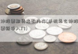 炒股票期货指数内存(手机怎么炒股票新手入门)