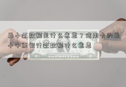 最小还款额是什么意思？信用卡的最小中原银行还款额什么意思