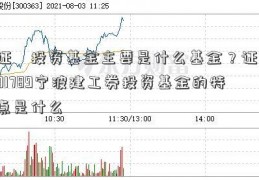 证劵投资基金主要是什么基金？证601789宁波建工券投资基金的特点是什么