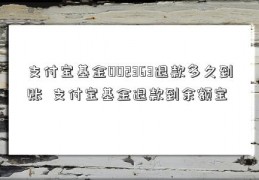 支付宝基金002363退款多久到账  支付宝基金退款到余额宝