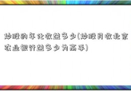 炒股的年化收益多少(炒股月收北京农业银行益多少为高手)