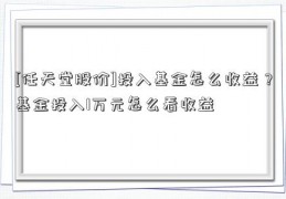 [任天堂股价]投入基金怎么收益？基金投入1万元怎么看收益